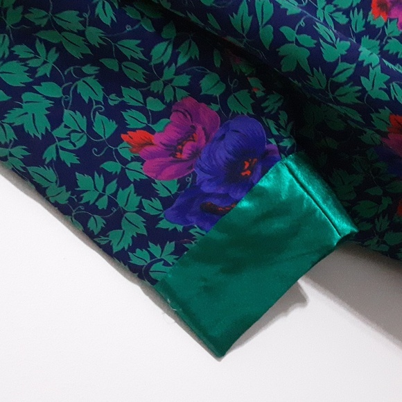 Victoria Secrets Floral Green Satin Women's Jacket Blazer M Y2k Fairy Retro Boho - Picture 4 of 7